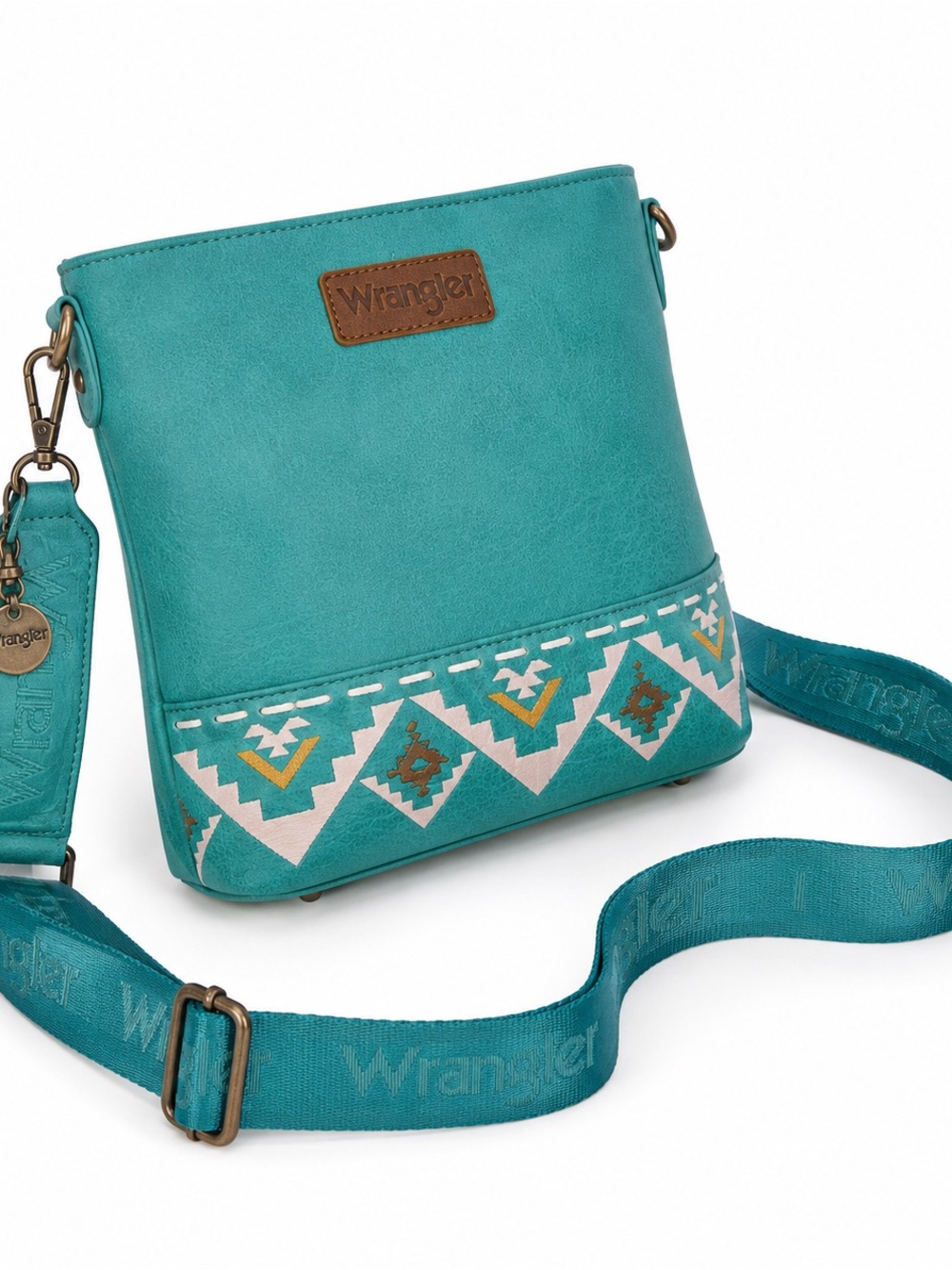 Wrangler Turquoise Aztec Crossbody Bag Western Messenger Pruse NWT